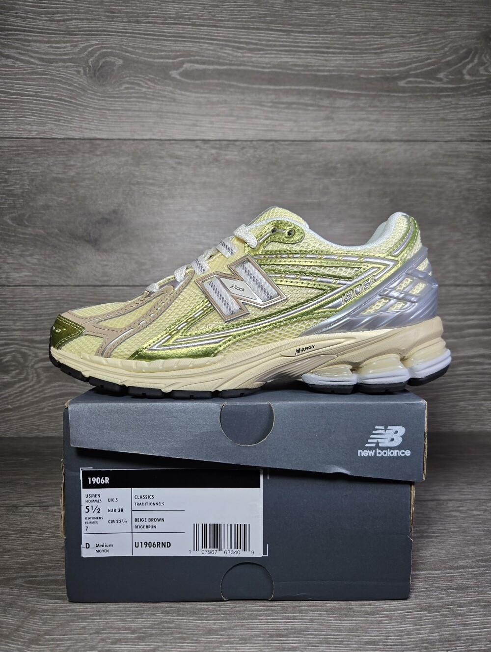 New Balance 1906R Running Shoes Beige Brown Yellow Green Womens 7 Mens 5.5 New - Picture 2 of 7
